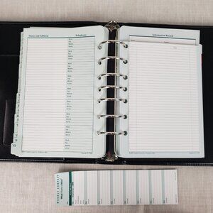 Franklin Covey Black Vinyl Open Binder 8"x9.5" Compact 7 Ring Executive Planner